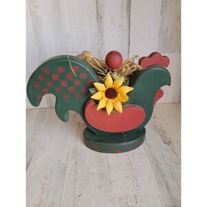 Unique wooden hen chicken green sunflower pattern farm home decor